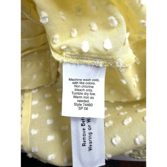 JCREW Women's Yellow Tuxedo Polkadot Longsleeve Button Up Blouse Size L - Picture 4 of 4